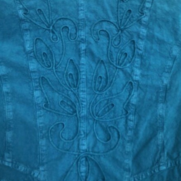 [Soft Surroundings] Western Teal Embroidered Top - Picture 6 of 6